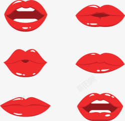 不同嘴唇大红色性感的嘴唇矢量图高清图片
