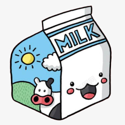 躺着的牛奶盒可爱纯牛奶喝卡通手绘高清图片