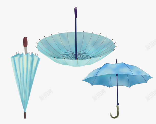 手绘绿色雨伞psd免抠素材_新图网 https://ixintu.com 一把伞 小清新装饰 手绘雨伞 打开的雨伞 绿色 雨伞