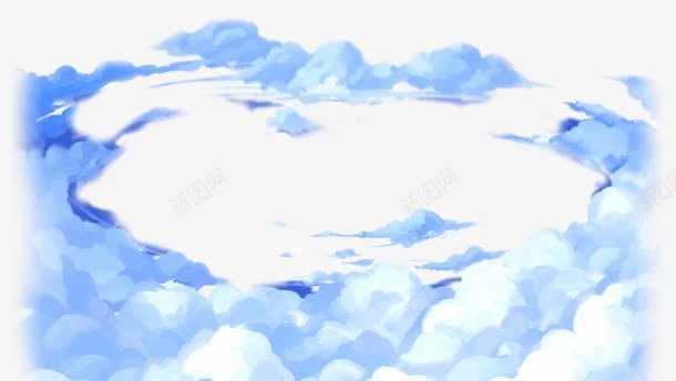 创意合成蓝色云朵动漫手绘png免抠素材_新图网 https://ixintu.com 云朵 创意 动漫海报 合成 蓝色