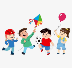 放风筝踢足球玩耍的小孩素材