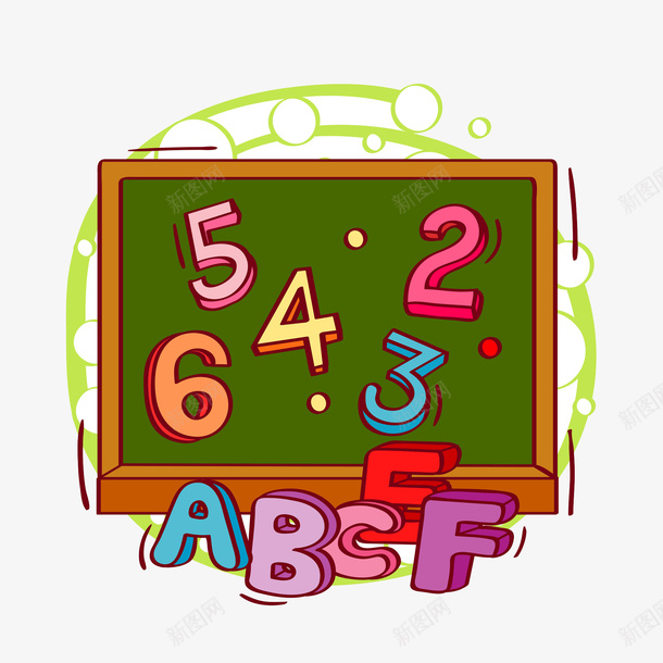 写着数字的黑板png免抠素材_新图网 https://ixintu.com 儿童教育 卡通 字母 幼儿园 数字 紫色 绿色