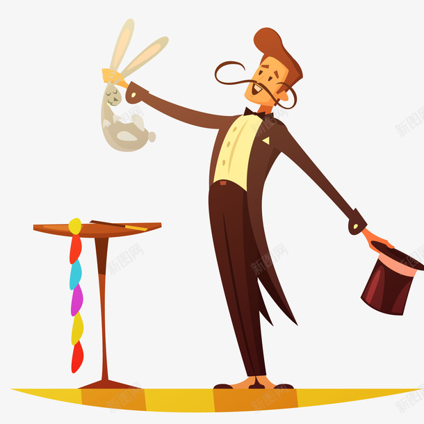 卡通表演的魔术师矢量图ai免抠素材_新图网 https://ixintu.com 人物设计兔子 卡通 变魔术 变魔术的男子 矢量图 表演 魔术师