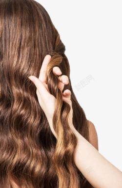长发盘发女士发型长发金棕色女生发型高清图片
