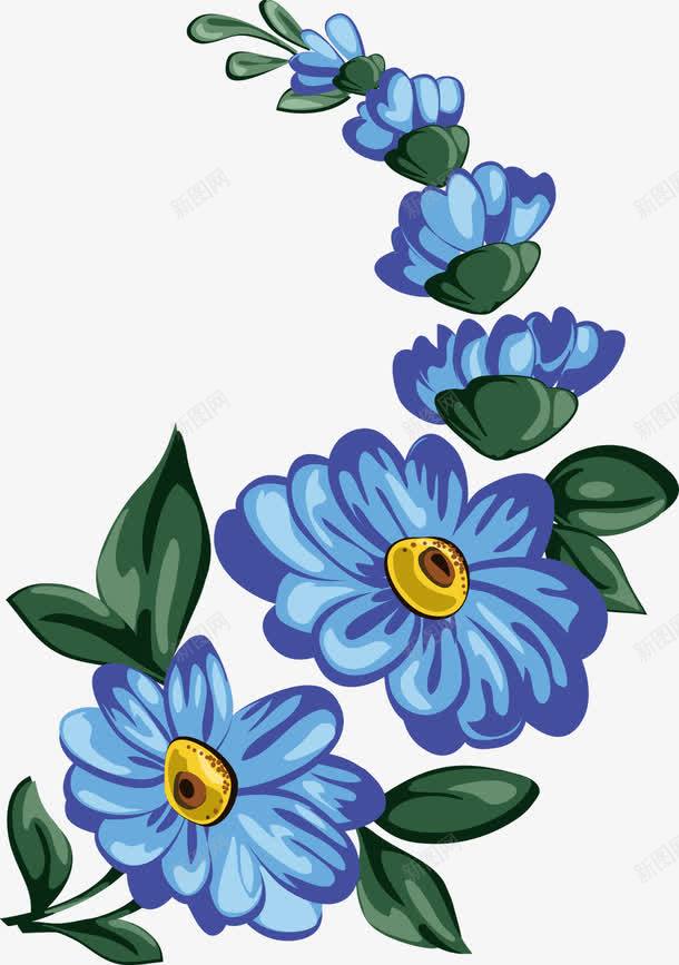 手绘蓝色花卉欧式展板png免抠素材_新图网 https://ixintu.com 展板 欧式 花卉 蓝色