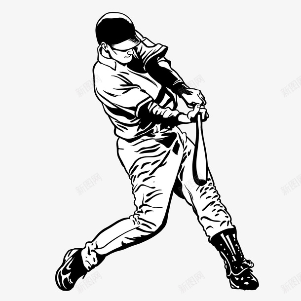 在打棒球的男人手绘黑白png免抠素材_新图网 https://ixintu.com 在打棒球的男人 在打棒球的男人手绘黑白矢量免抠图免费下载 填色练习 手绘 矢量免抠图 社团招聘 黑白