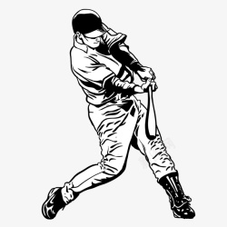 招聘黑白在打棒球的男人手绘黑白高清图片