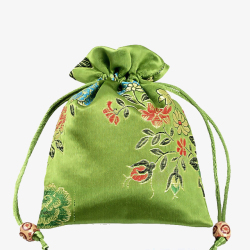 包花纸袋设计绿色高端刺绣福袋炭包高清图片