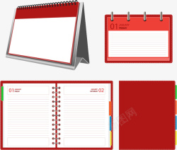 笔记本台历内文手绘红色台历高清图片