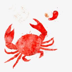 水墨螃蟹红色水墨画蟹高清图片
