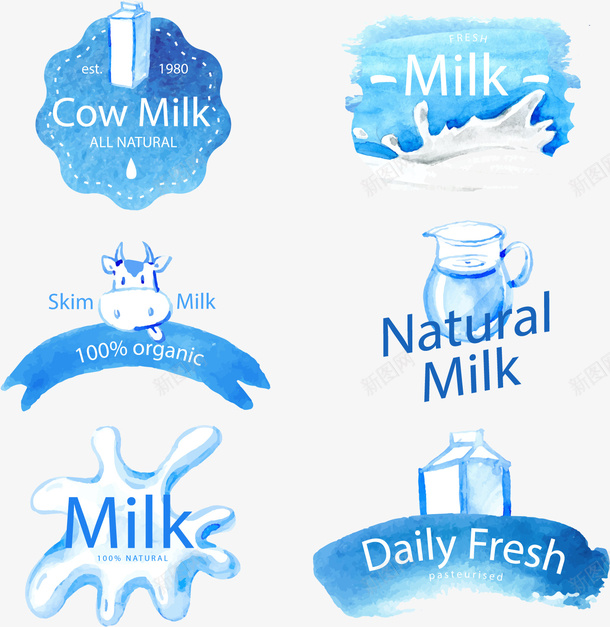 牛奶LOGO图标png_新图网 https://ixintu.com 企业文化 包装 奶牛 蓝色