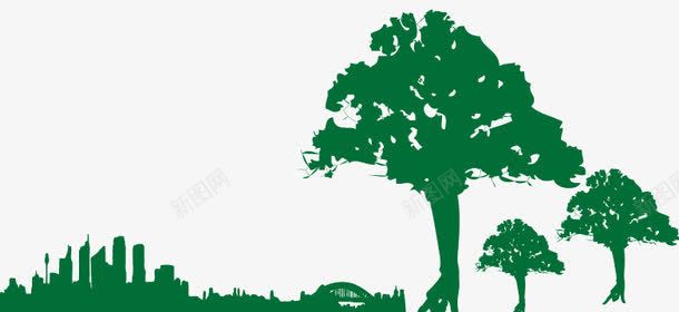 公益广告树木png免抠素材_新图网 https://ixintu.com 公益广告 城市建筑 树木 树木剪影 绿色