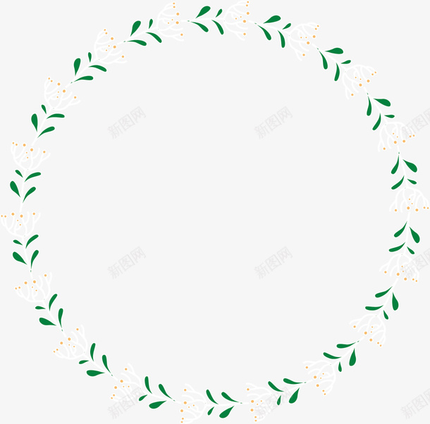 绿色春季花草框架png免抠素材_新图网 https://ixintu.com 春天 春季 春日 枝条 植物 自然 花草 草圈 草环