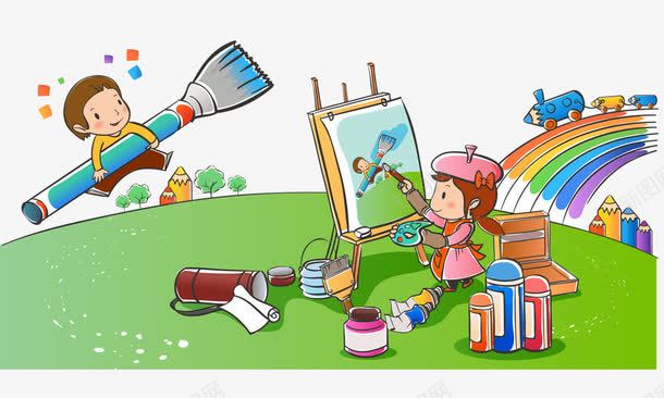 手绘儿童5png免抠素材_新图网 https://ixintu.com 手绘儿童 校园生活 画画 绘画