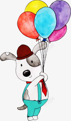 牵着小狗儿童节牵着气球的小狗高清图片