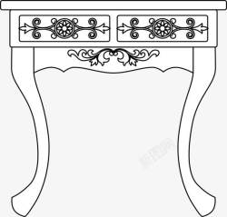 桌子花纹手绘黑色欧式花纹桌子高清图片