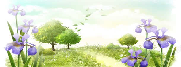 唯美清新背景海报jpg设计背景_新图网 https://ixintu.com 手绘 水彩画 田野 紫色的花朵 花朵
