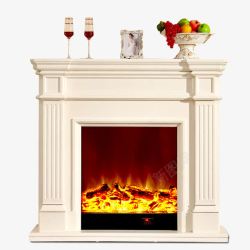 家庭壁炉素材白色欧式壁炉炉火高清图片
