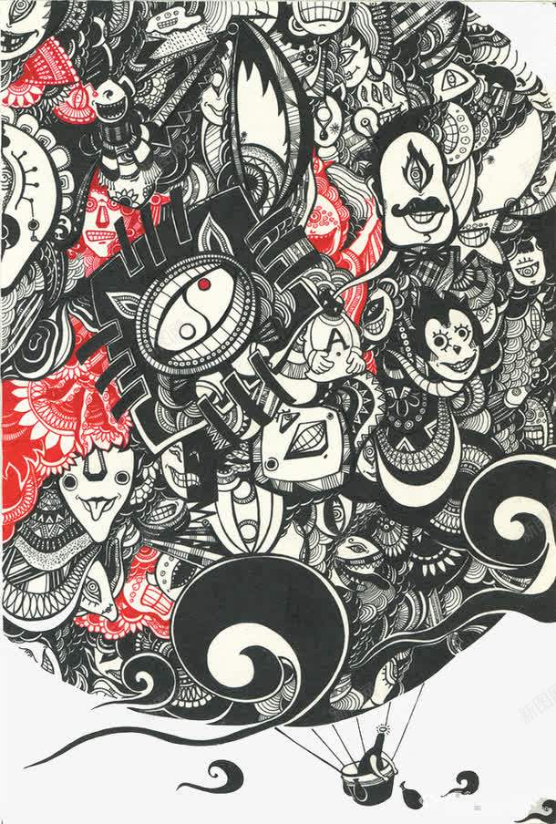 涂鸦个性热气球png免抠素材_新图网 https://ixintu.com 创意热气球 卡通手绘气球 印花 印花图案 涂鸦 装饰图案