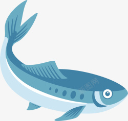 蓝色海鱼蓝色卡通游动海鱼高清图片