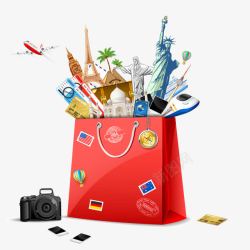 世界各地旅行购物袋城市旅游元素高清图片
