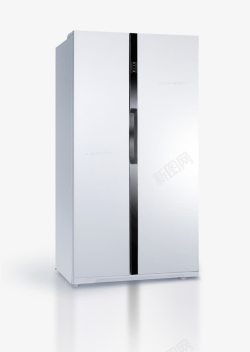 白色现代简约风格对开门冰箱素材