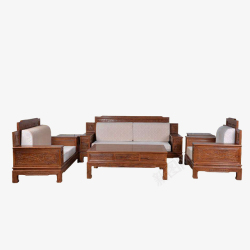 一套家具实木实物新中式沙发组合高清图片