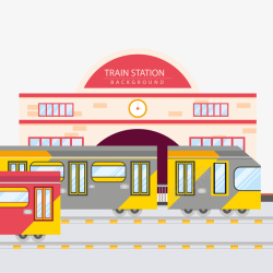 火车站设计彩色时尚火车站矢量图高清图片