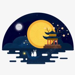 月饼莲花插图中秋佳节高清图片