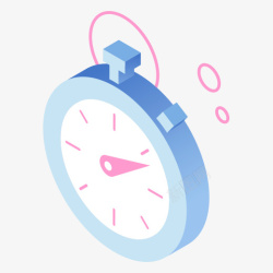 石英电子时钟一个蓝色的立体秒表图标高清图片