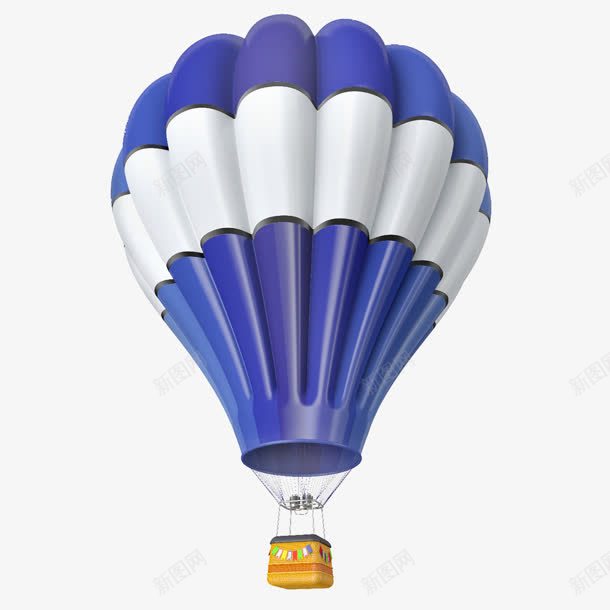 蓝色条纹手绘氢气球png免抠素材_新图网 https://ixintu.com 条纹 气球 蓝色