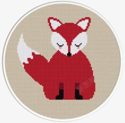 刺绣动物狐狸十字绣图标高清图片