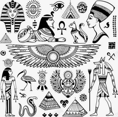 杏花壁画埃及文化元素图标图标