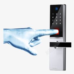 指纹锁放防盗蓝光手指电子智能锁高清图片