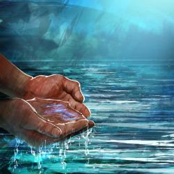 水的艺术捧水的双手油画高清图片
