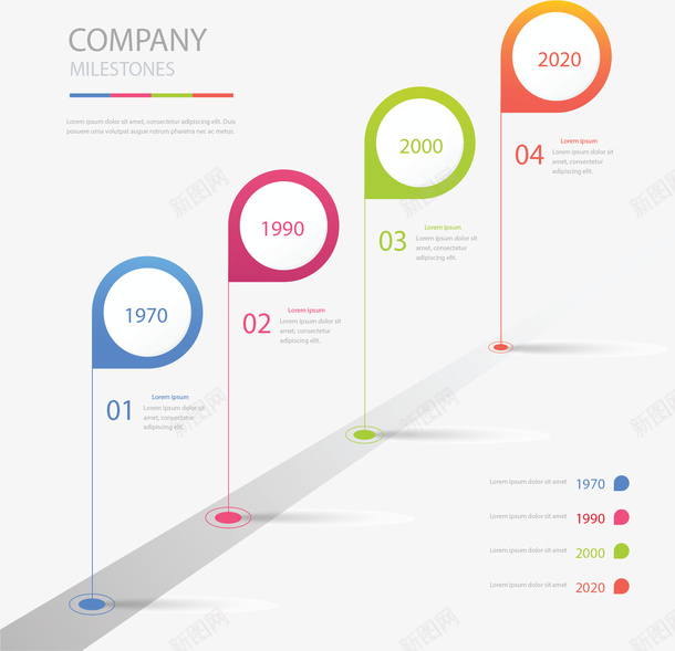 彩色路标公司里程碑矢量图ai免抠素材_新图网 https://ixintu.com 信息图表 公司里程碑 时间轴 矢量png 路标 里程碑 矢量图