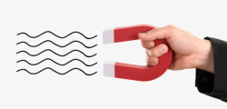 磁性吸引力红色天然磁石手拿着带磁场的u型高清图片