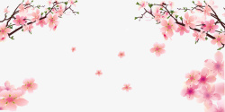 飘散的樱桃花手绘樱桃枝高清图片