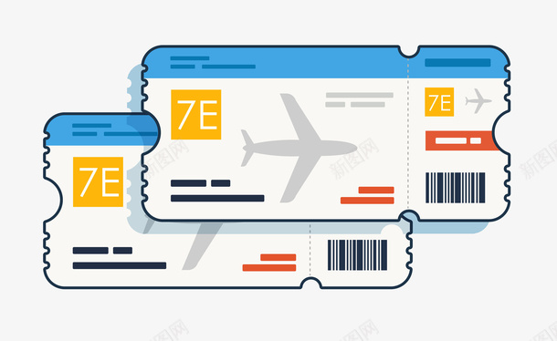 卡通飞机票图png免抠素材_新图网 https://ixintu.com 值机牌 卡通 票 装饰 过年回家 长方形 飞机票