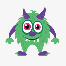 绿色恶魔张大嘴大眼睛绿色怪物矢量图高清图片