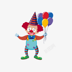 杂技表演卡通可爱的小丑和气球矢量图高清图片