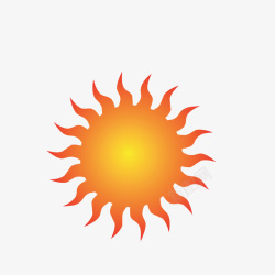 橘色图标卡通手绘火辣的太阳图标高清图片