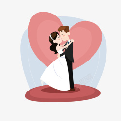 婚礼素材人物亲吻中的新郎新娘矢量图高清图片
