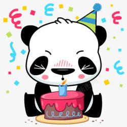 生日熊猫卡通熊猫生日贺卡高清图片