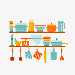 彩绘厨房彩色厨房厨具高清图片