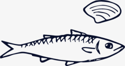 水墨小鱼素材简笔小鱼和扇贝简图图标高清图片