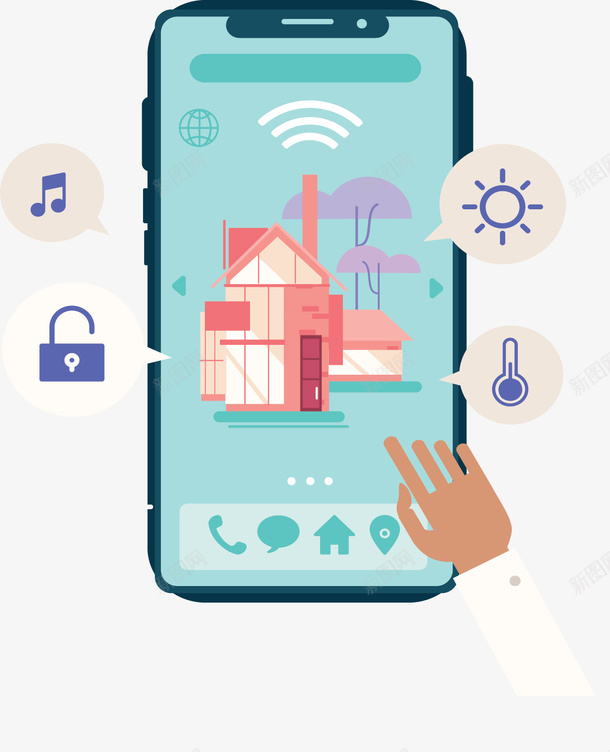 点击手机屏幕遥控矢量图ai免抠素材_新图网 https://ixintu.com 手机 手机屏幕 手机屏幕展示图 手机遥控 智慧家居 智能家居 矢量png 矢量图 触控面板