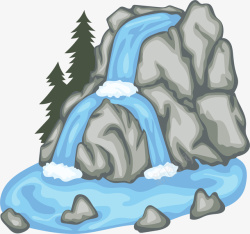拼搏与山水创意图卡通瀑布矢量图高清图片
