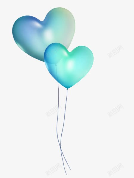 蓝色心形气球png免抠素材_新图网 https://ixintu.com 心形 气球 氛围 蓝色