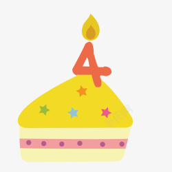 生日蛋糕组成的数字淡黄色数字四蛋糕矢量图高清图片